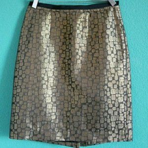 NWT {Loft} Metallic Gold & Black Geometric Skirt